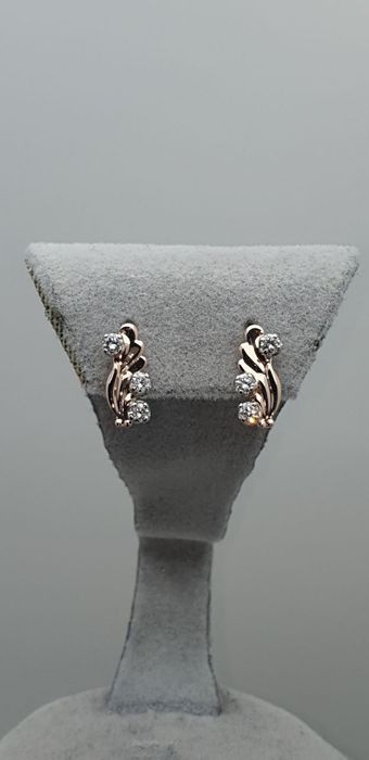 Ссср1989год Львовский ювелирный заводские серьги с фианитом