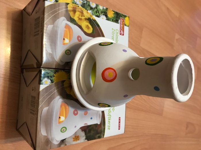 Свещник Chimine - Нов, с голяма лимонена свещ, h= 15,5 см; = d10,5 см