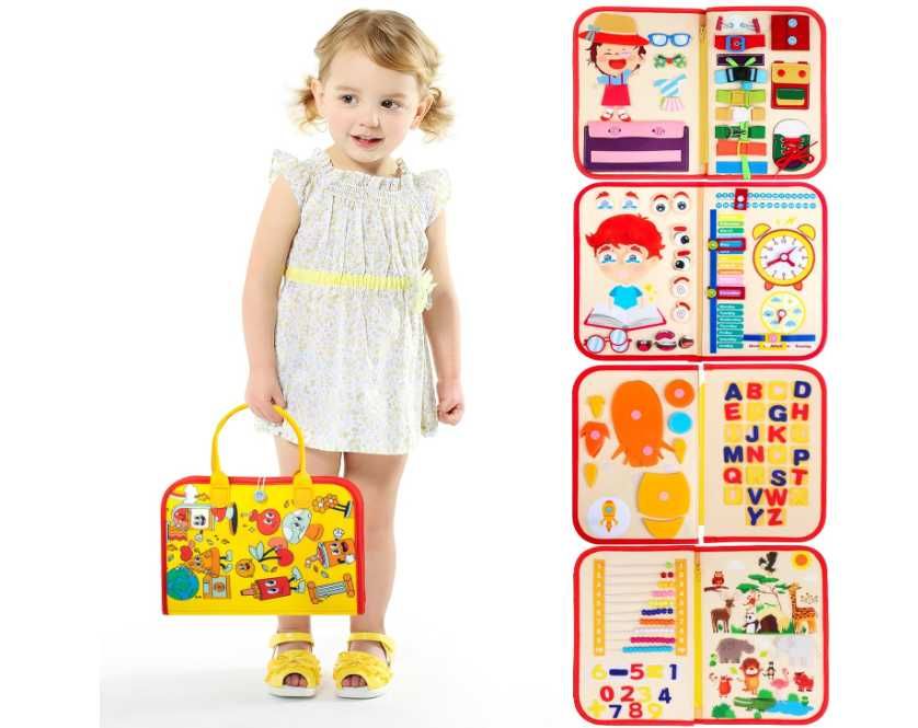 Motessori Busy Board 3+ Carte mapa educativa copii cu activitati