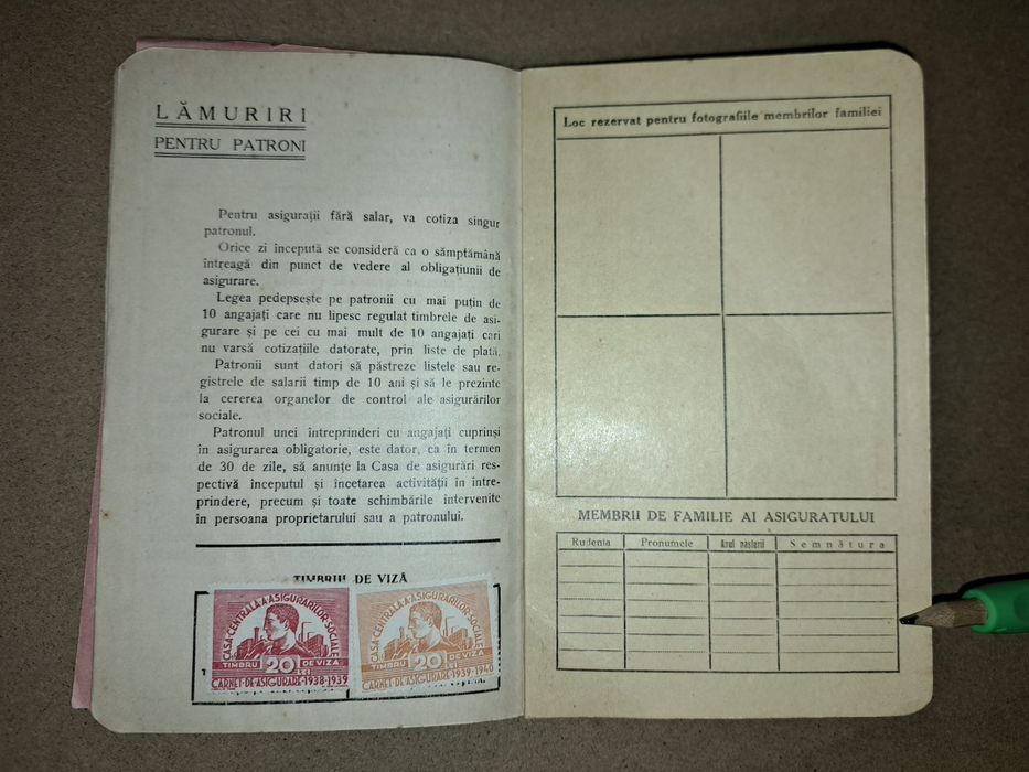 Carnet asigurari - Fabrica de explozivi Fagaras  1939