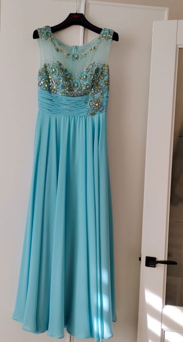 Вечернее платье шифон голубое