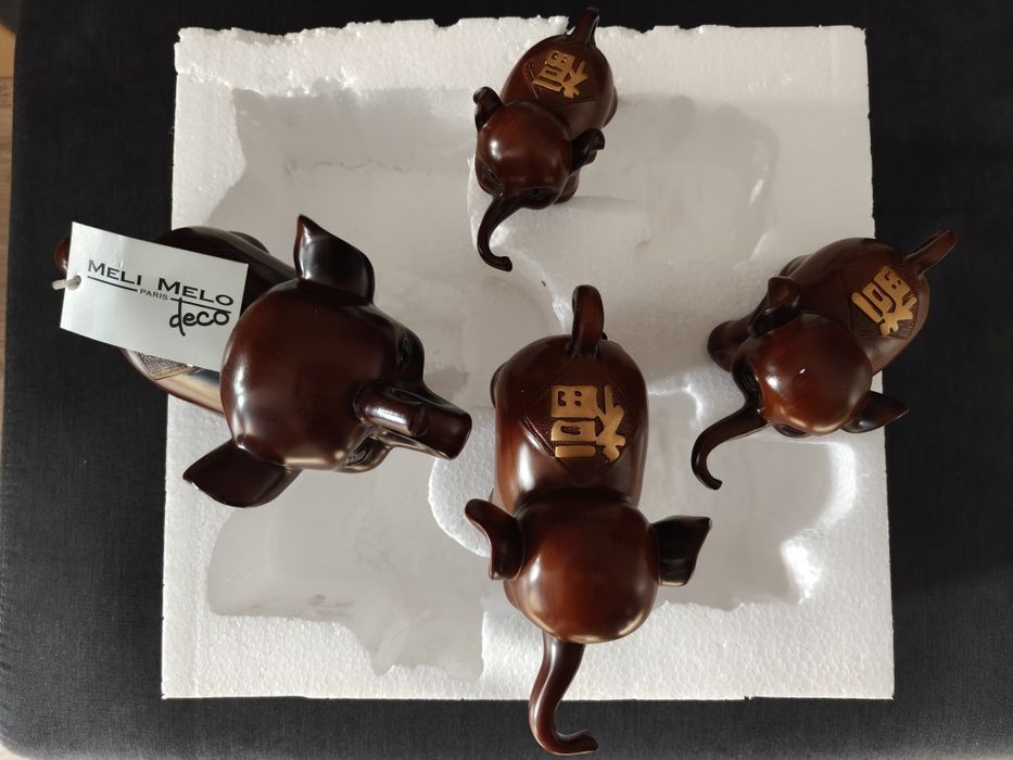 Set sculpturi Meli Melo cu 4 elefanti