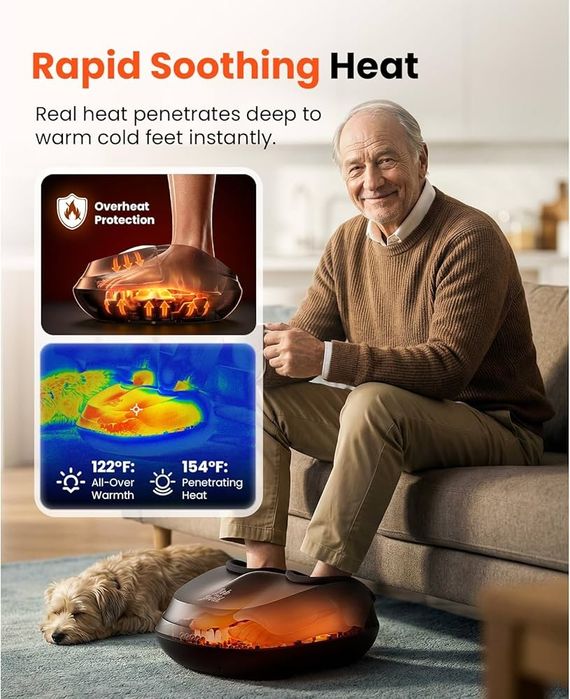 Електрически шиацу масажор за крака с въздушна компресия и загряване