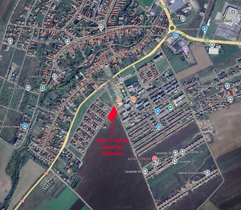 Teren intravilan 3146mp, proprietar, Ghimbav intabulat