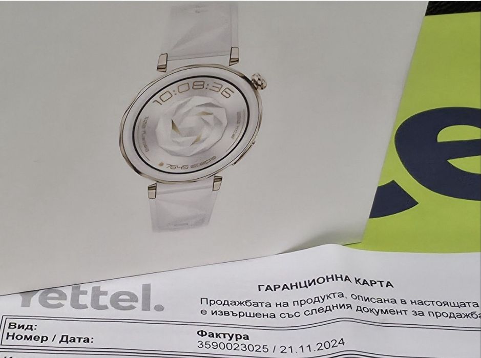 КАТО НОВ 42mm Huawei watch GT 5 Pro Yettel Гаранция 2026 White gt5
