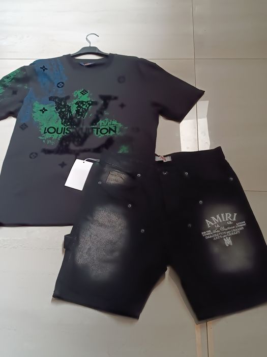 Compleu bărbați tricou și pantaloni scurți de blugi