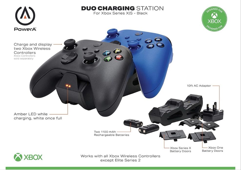 БЕЗЖИЧЕН контролер за XBOX CARBON BLACK и двойна зарядна станция