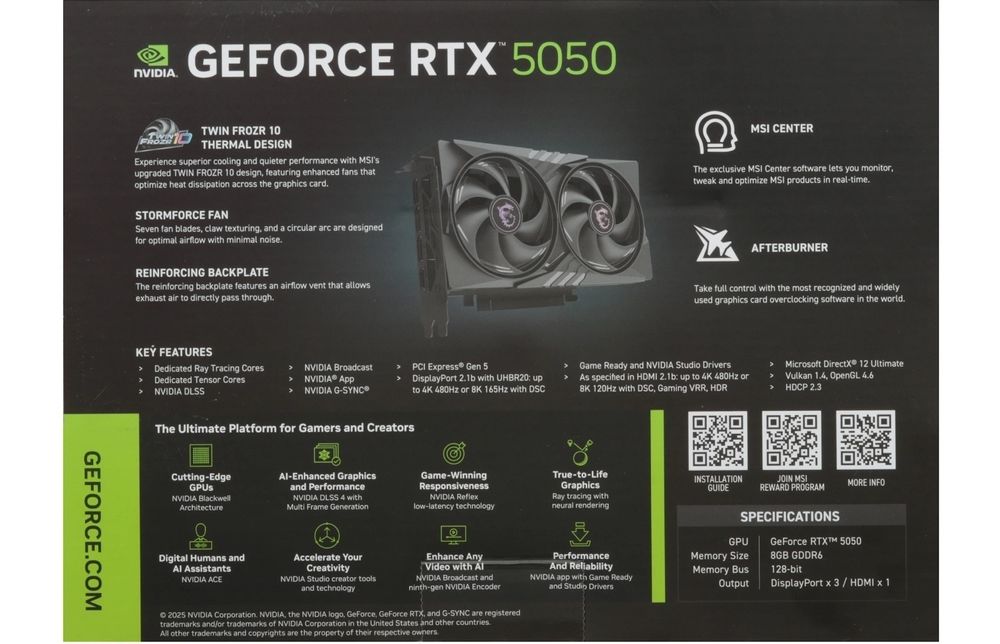 RTX 5050 Msi Gaming Oc Новый