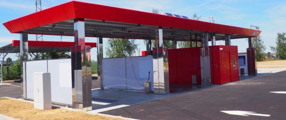 Spalatorie auto cu fise, bancnote, schelet metalic, betoane, pavaj