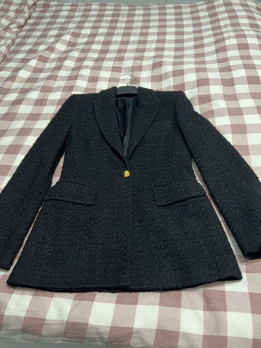 Sacou dama stofa tweed negru XS