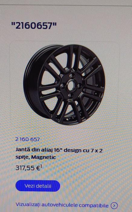 Jante din aliaj 16" design cu 7 x 2 spițe, Magnetic, 4 buc