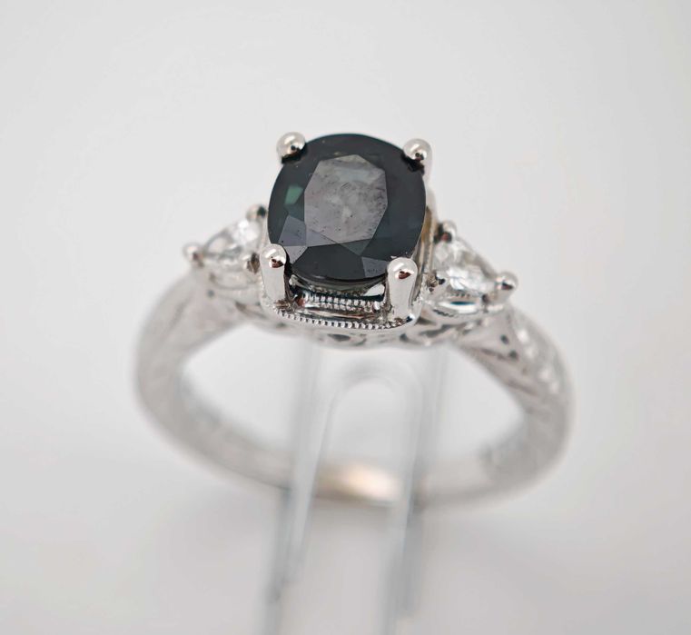 Inel 14k diamante naturale si safir 2.57ct