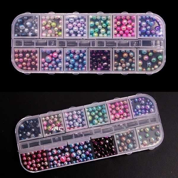 Палитра цветни перли за декорация на маникюр № Т03