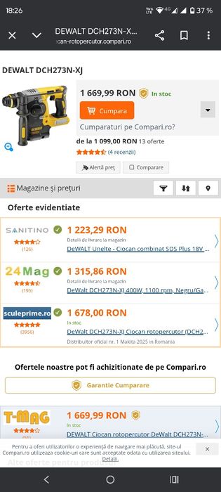 PERCUTIE. DEWALT  . Cu acumulator.