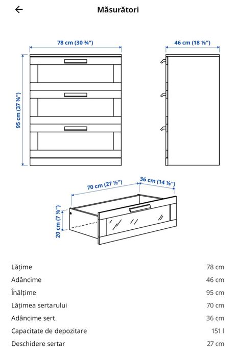 Comoda Ikea Brimnes 3 sertare