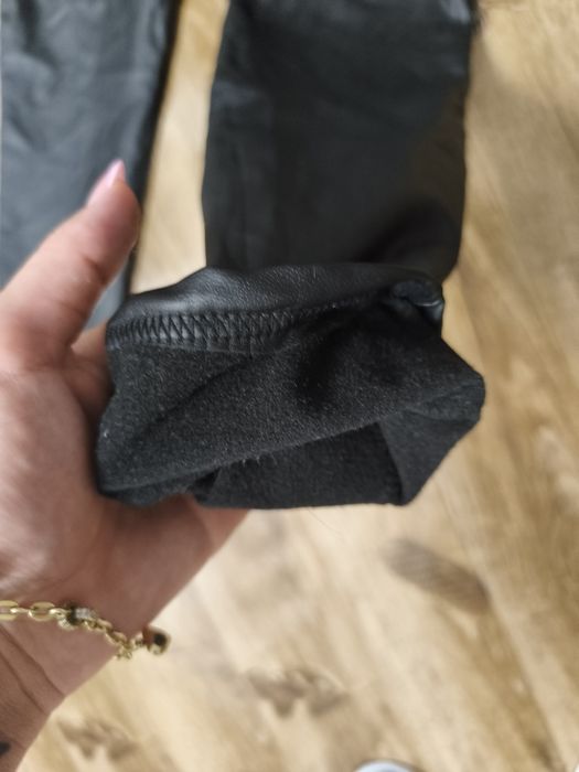 Colanți -pantaloni din piele ecologica cu talie înaltă și nasturi aurii mărime s