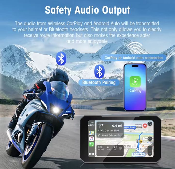 Navigatie pentu motociclete cu Android si CarPlay
