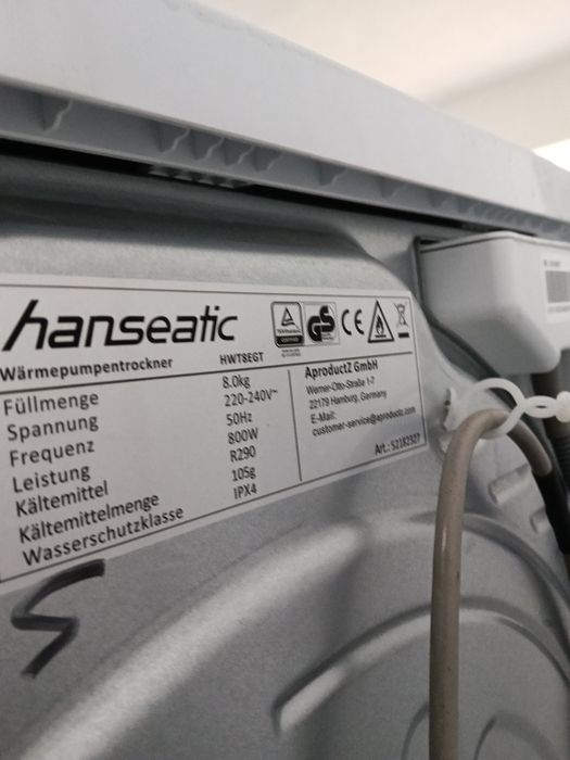Uscător Hanseatic 8 kg cu pompa de căldură