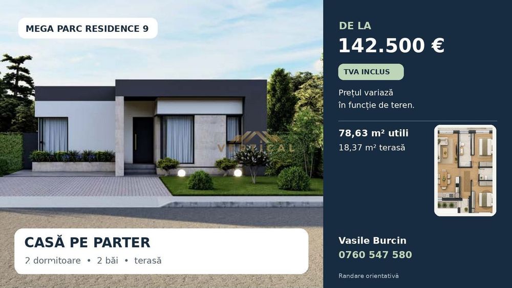 Casă individuală pe parter în Vidra, cu 2 dormitoare