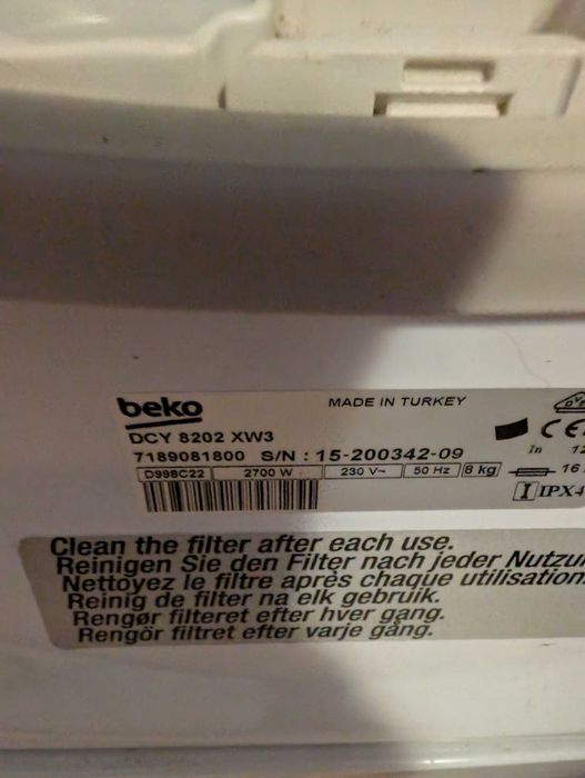 Сушилня Беко DCY8202XW3