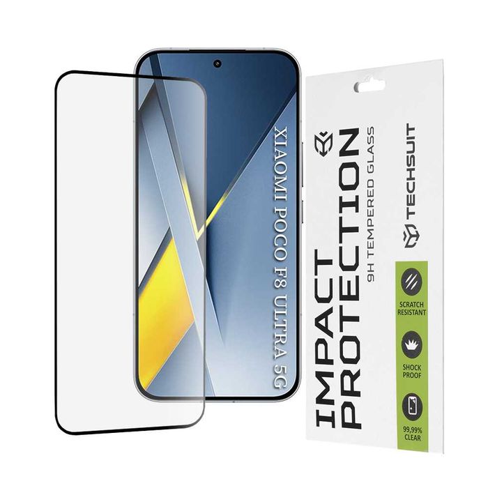 Стъклен протектор Techsuit Full Glue за Xiaomi Poco F8 Pro, Poco F8 Ultra, Poco X8 Pro, X8 Pro Max