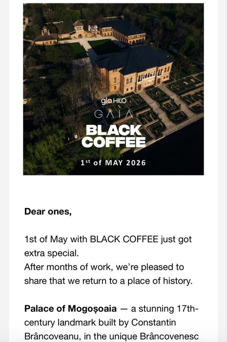 Vand 2 bilete la Gaia - Black Coffee