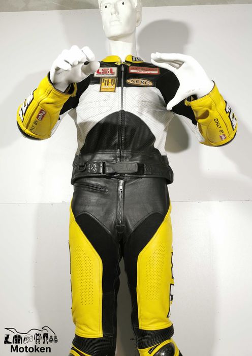 Costum moto piele FLM cu cocoasa marime 50