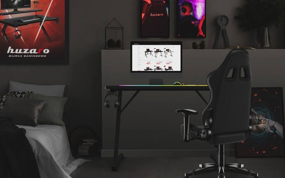 Birou pentru gaming Huzaro Hero 1.8, 100x60cm, Negru