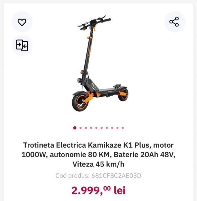 Trotinetă Electrică Kamikazi k1 plus