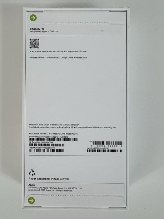 iPhone 17 pro, 1tb, deep blue