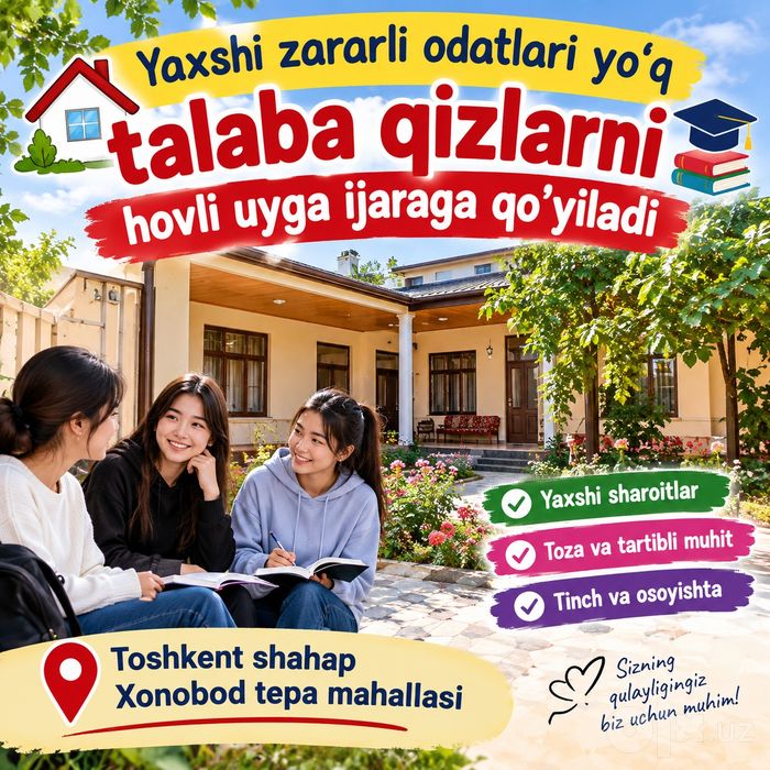 Hovli uyga talaba qizlarni ijaraga quyiladi