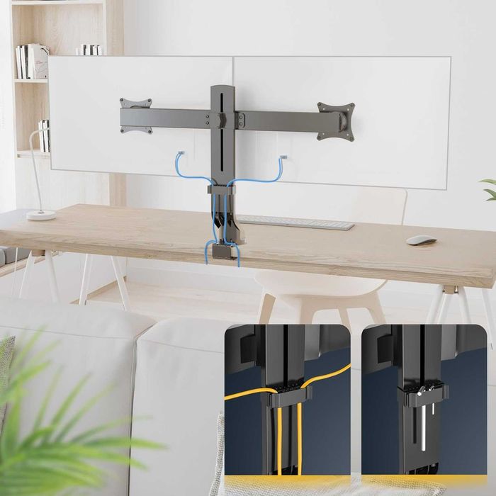 RICOO TS3811 Регулируема накланяща се стойка за маса с 2 екрана 17-27