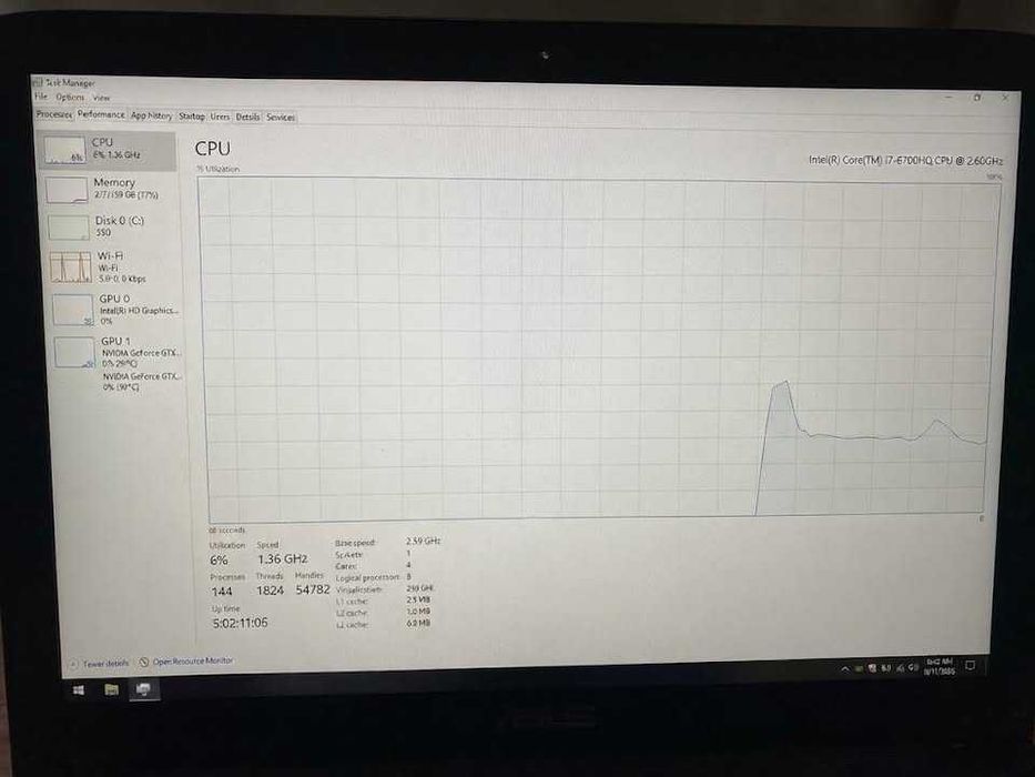 Laptop ASUS ROG i7-6700HQ CPU 2.60GHz 16GB RAM