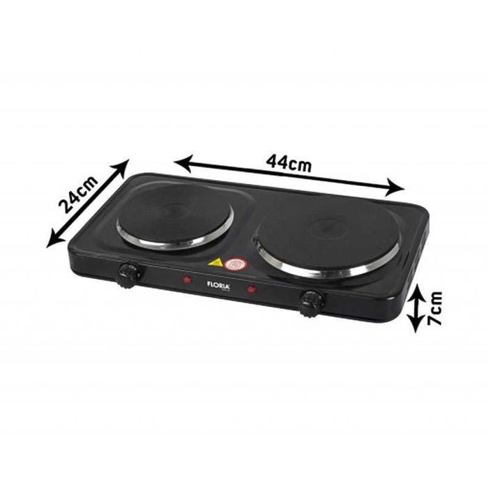 Електрически котлон с 2 горелки и регулируем термостат – черен