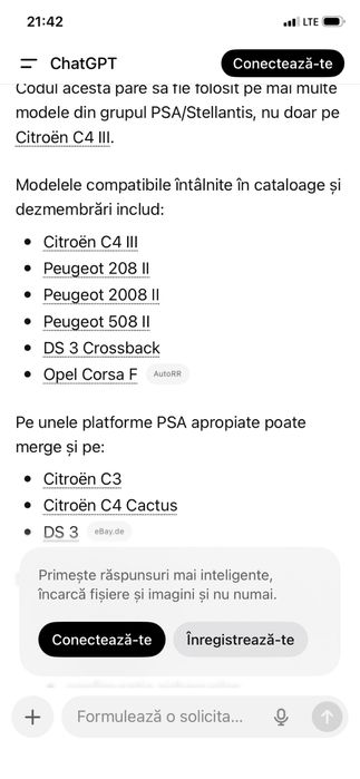 Modul airbag /ECU citroen C4 si alte modele din grupul PSA/Stelantis