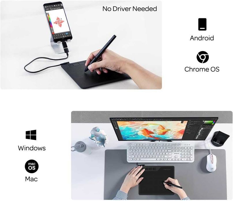 GAOMON S620 графичен таблет с писалка и 4 бутона