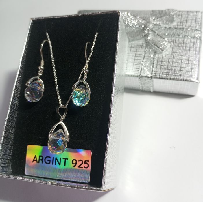 Set cercei și colier argint 925 și Swarovski