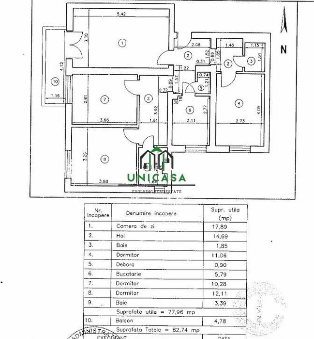 Apartament 4 camere, decomandat/Etaj 4/4 ,Zona Nord