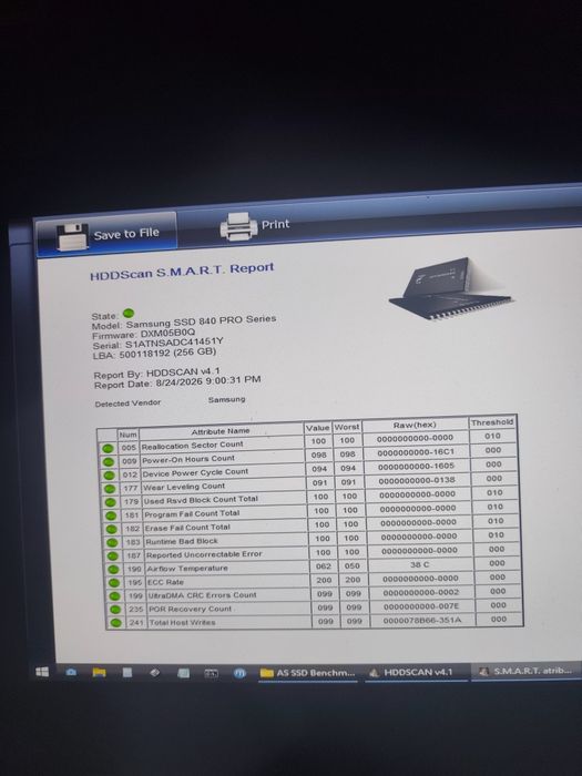 SSD Samsung 840 PRO 256GB MLC – 91% Health – Testat