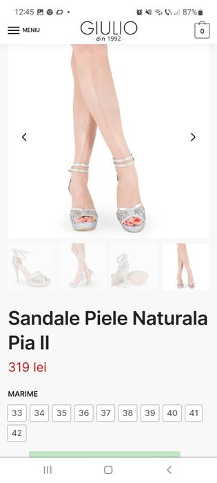 Sandale argintii cu toc