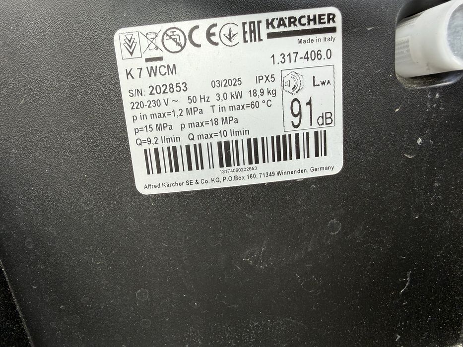 Aparat de spălat cu presiune Kärcher K7 WCM – 180 bar, puternic