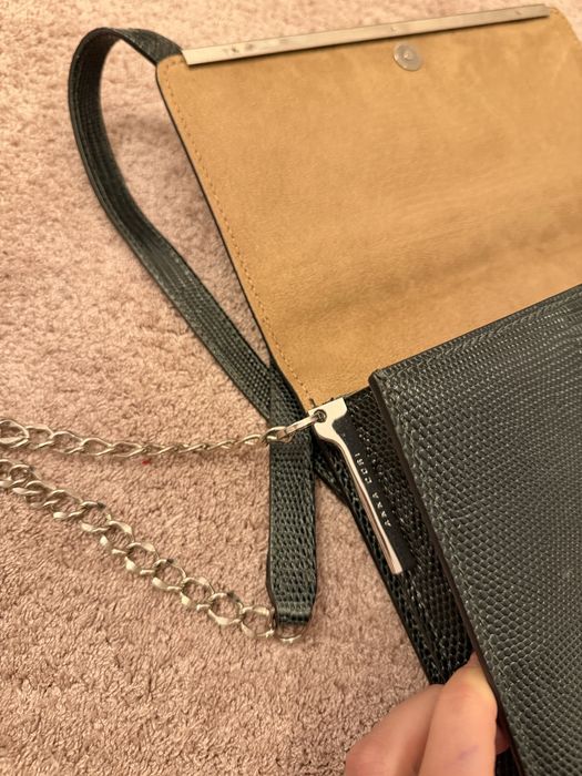 Geanta piele naturala, verde inchis Anna Cori