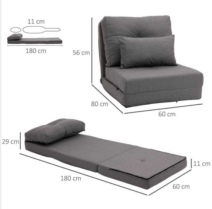 3 в 1 разтегателен сгъваем фотьойл HOMCOM