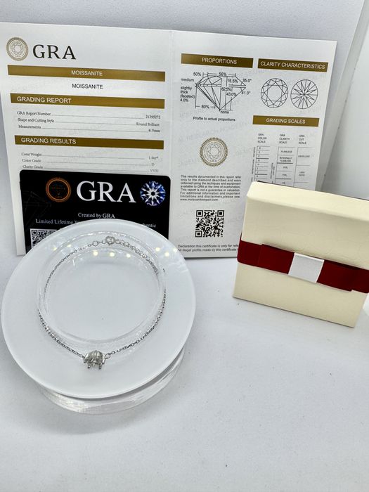 Сребърна гривна с мойсанит (Диамант) 1 карат