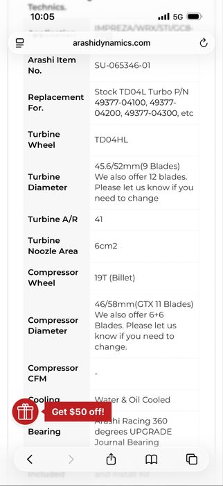 Turbo TD04HL-19T Subaru