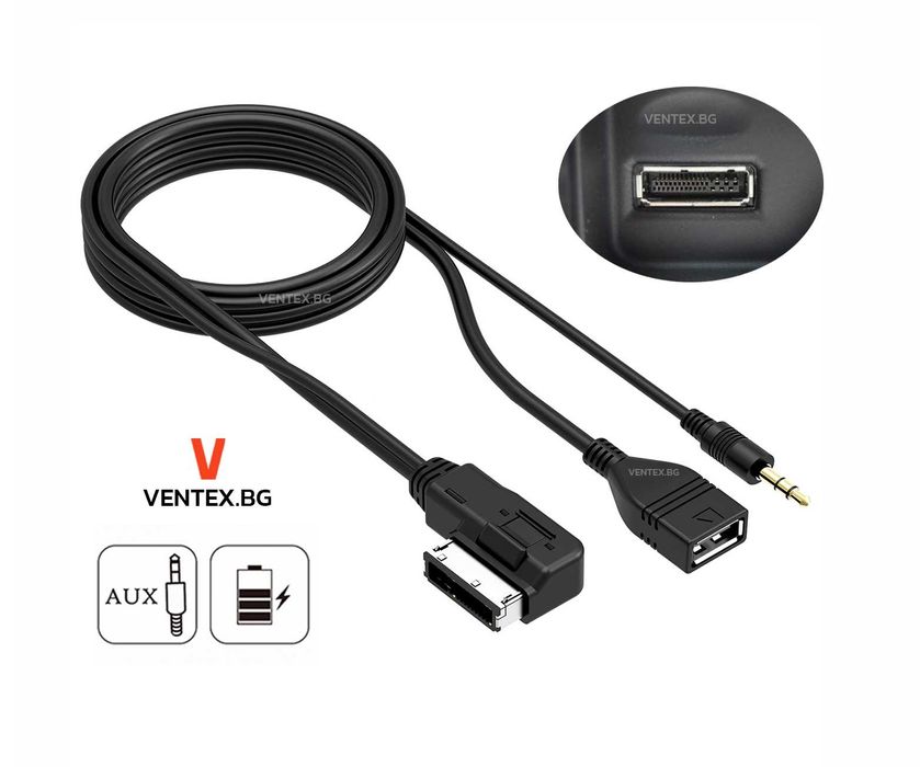 AUX 3.5mm USB кабел за Audi VW с AMI MMI MDI усб аукс кабел за ауди
