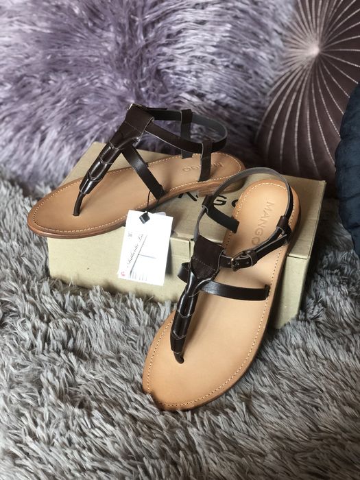 Дамски сандали MANGO - ест. кожа