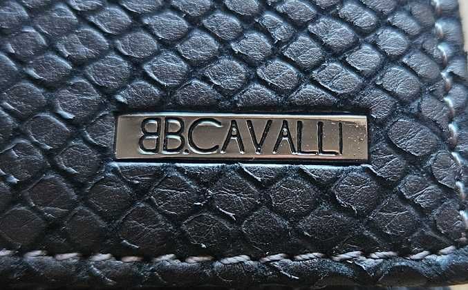 Мъжки кожен портфейл Cavalli Кавали черен от змийска кожа НОВ