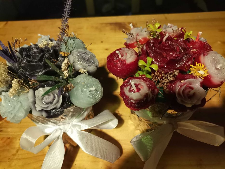 Изработка на букети от ароматни  соеви свещи, различни цветове