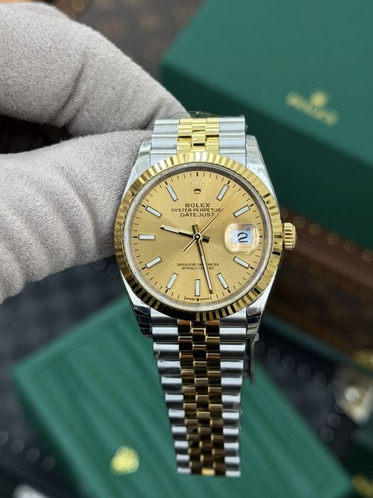 Rolex Date-Just 36 Index Champagne Dial